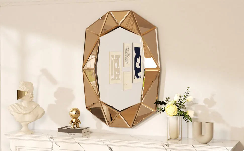 Wisfor Irregular Beveled Diamond Edge Glass Wall Mirror