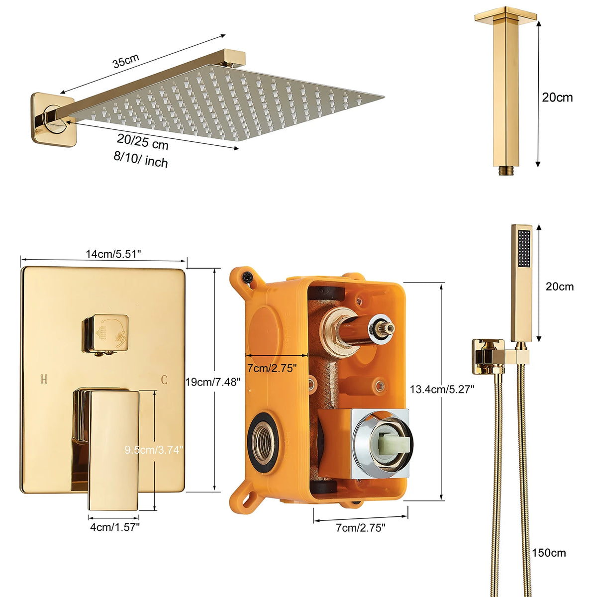 Uythner Wall Mounted Concealed Shower Mixer Set For Bathrooms