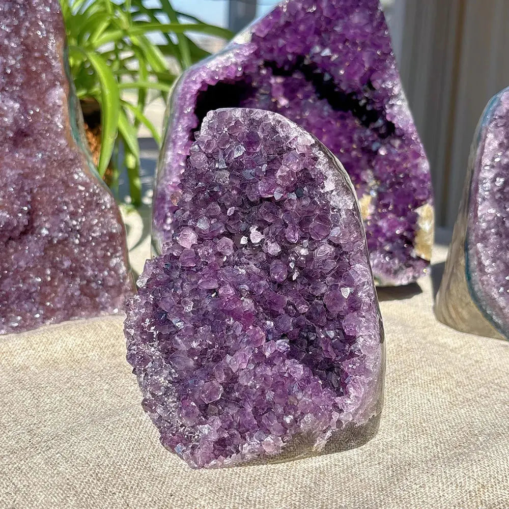 Brazilian Amethyst Crystal Cluster Natural Deep Purple Decorative Stone