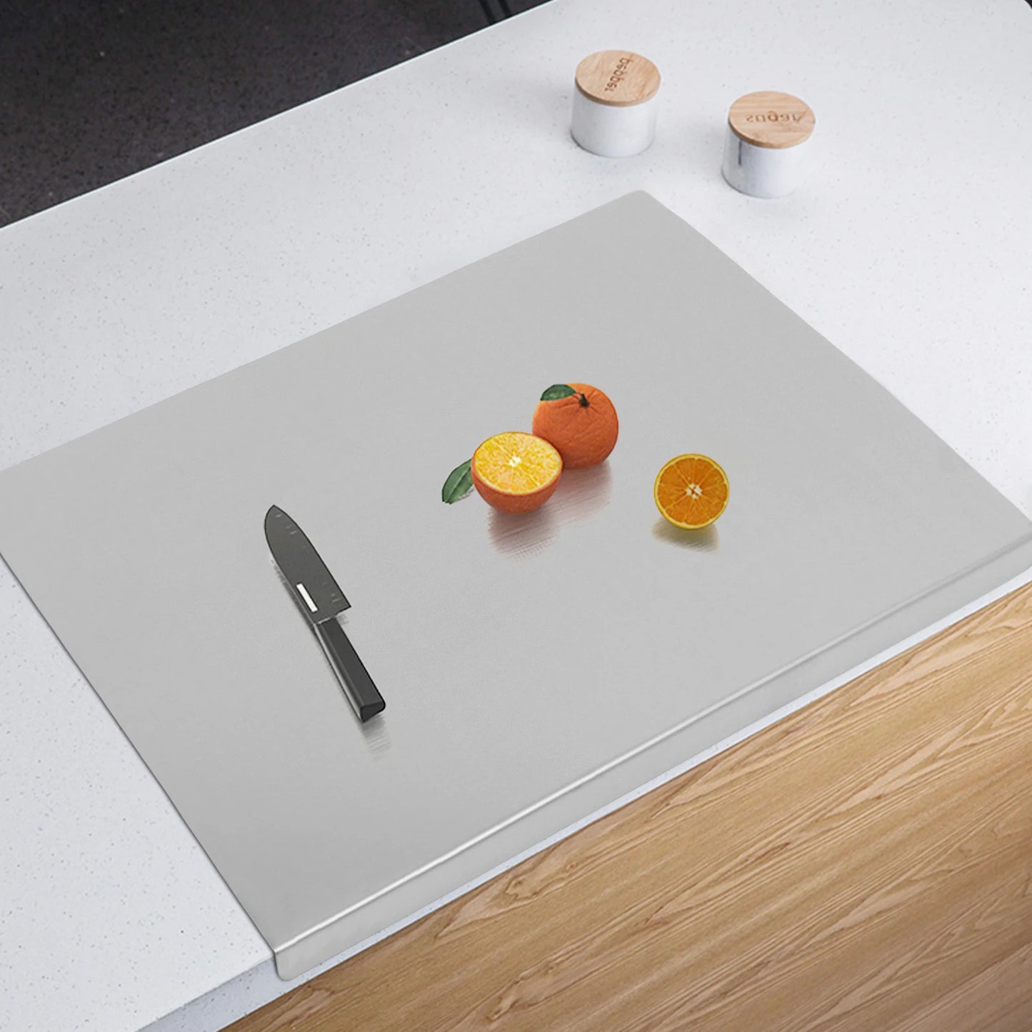 Stainless Steel Chopping Board With L Shaped Edge