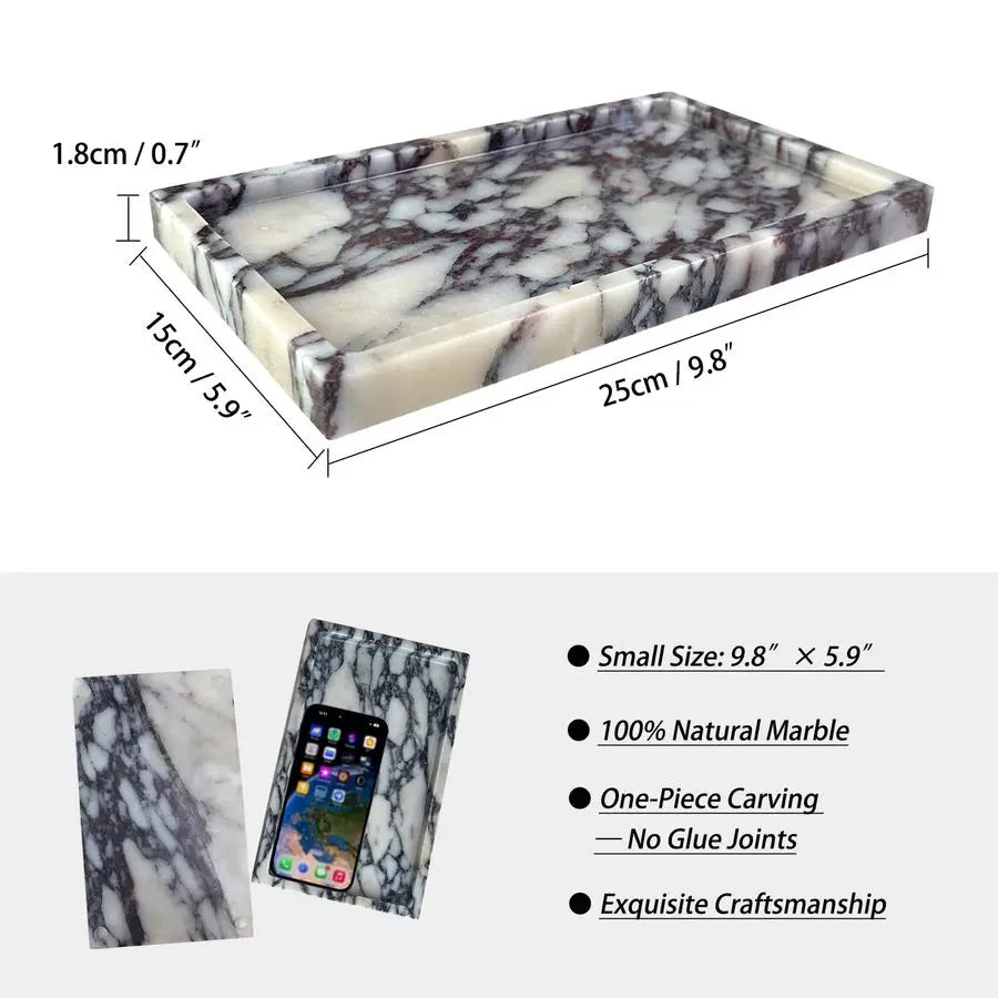 Calacatta Viola Marble Vanity Tray For Bathroom And Dresser
