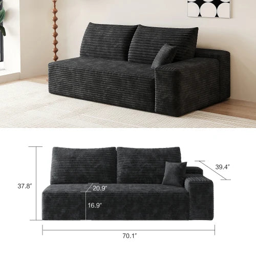 YQXH Cloud Style Sectional Sofa With Velvet Memory Foam Cushions