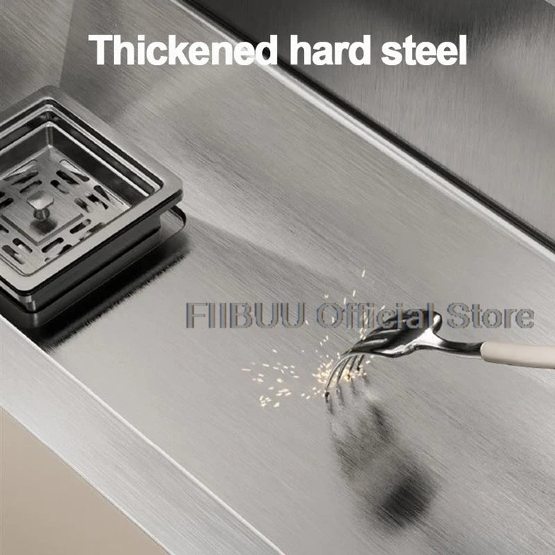 Slofy 304 Stainless Steel Kitchen Sink Undercounter Topmount Single Bowl Faucet