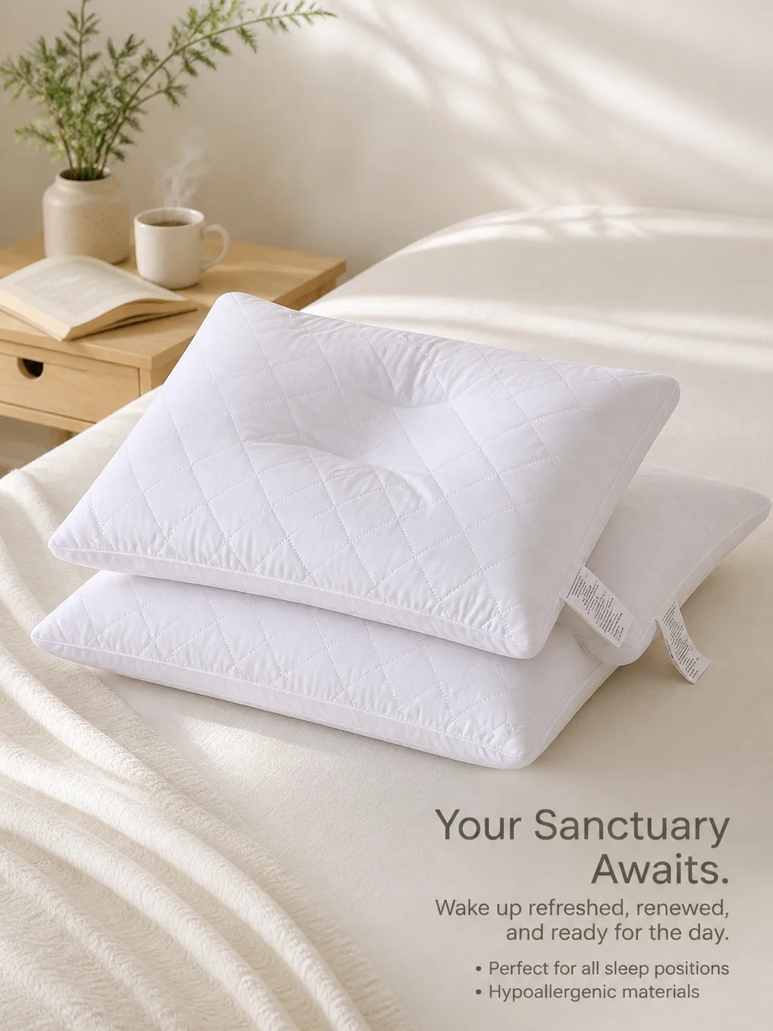 easYum Ergonomic Pillow Set Of Two For Comfortable Support