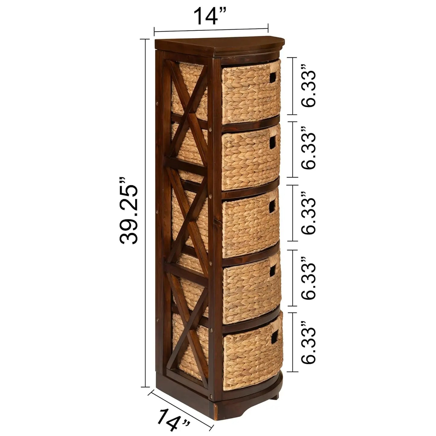 X Side Corner Storage Cabinet With Wicker Baskets For Bathroom