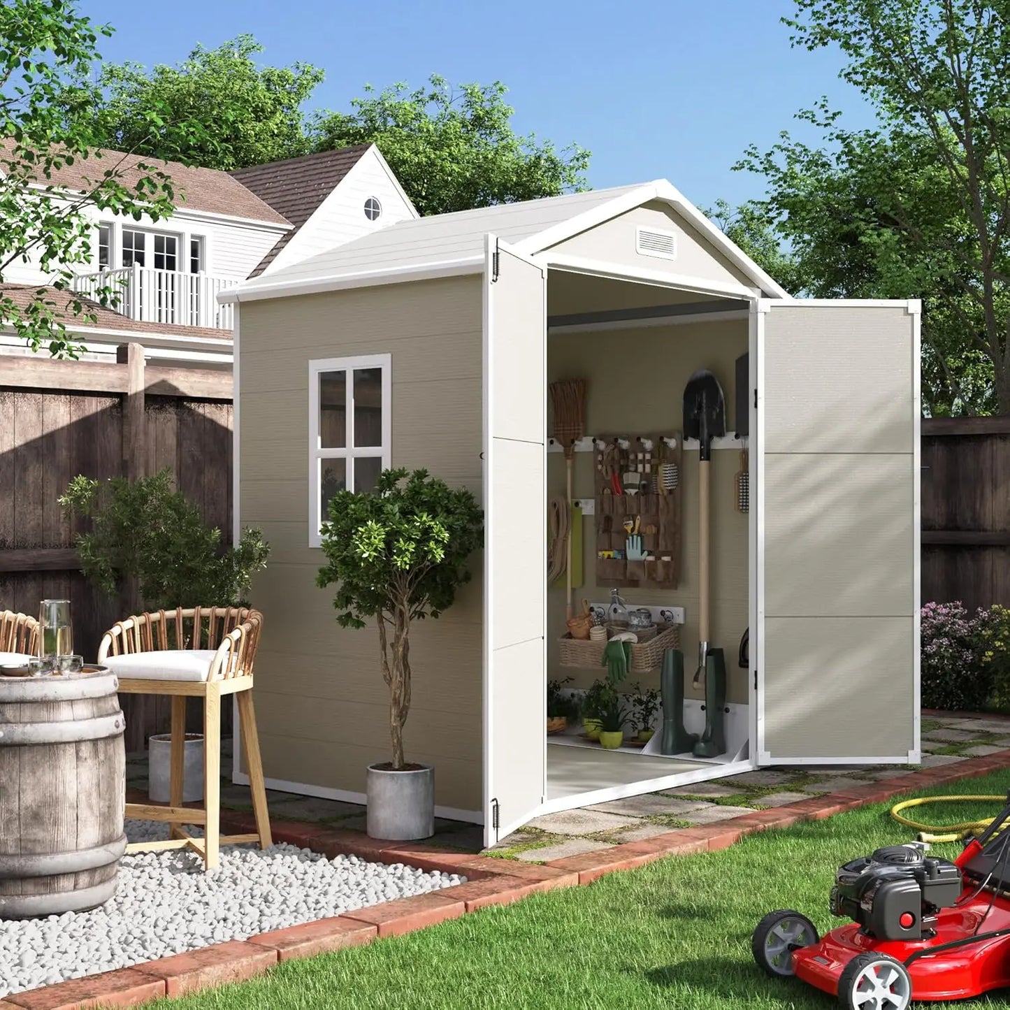 XIAOLANG Outdoor Resin Storage Shed - Lockable Plastic Garden Shed