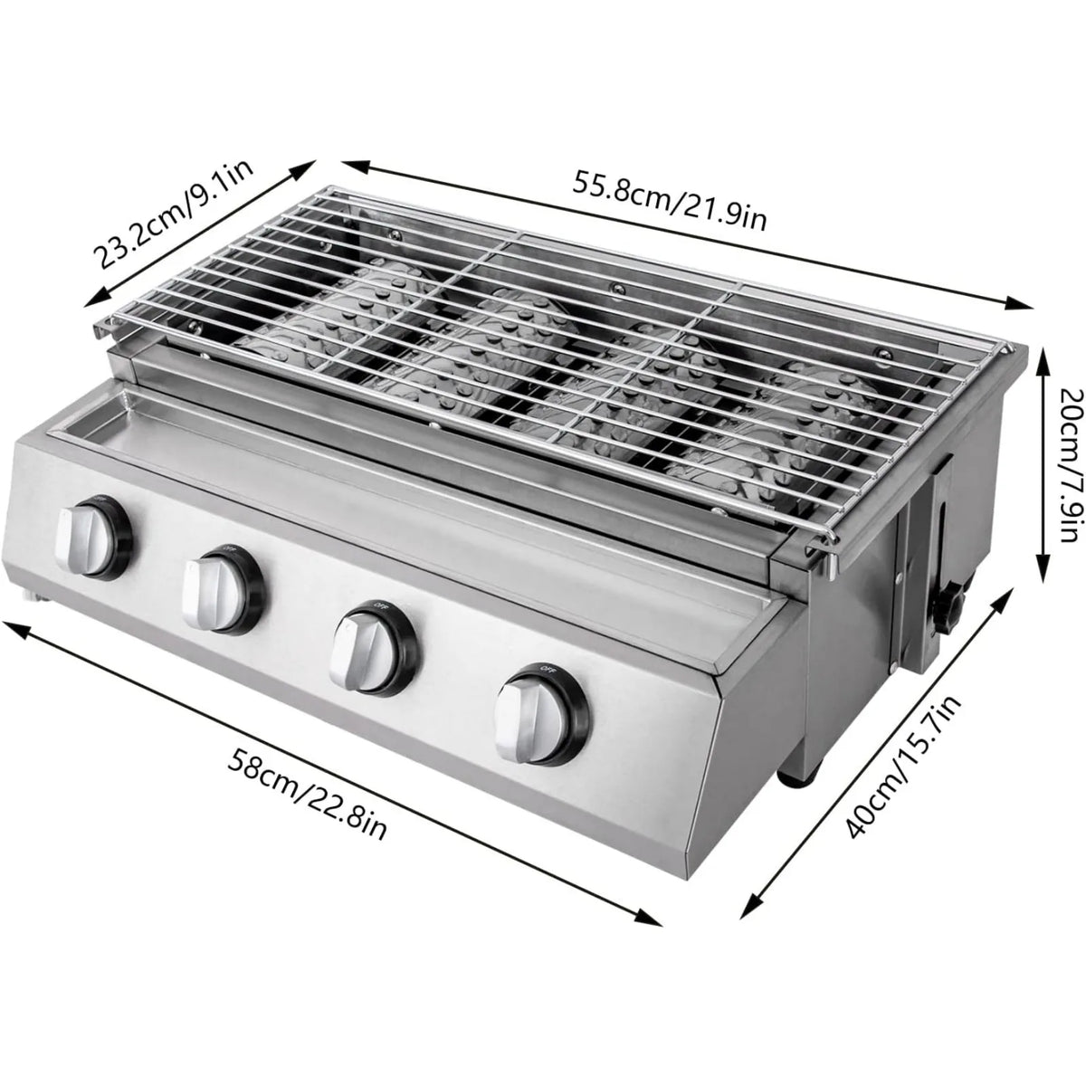 Portable Four Burner Stainless Steel Gas Grill For Camping
