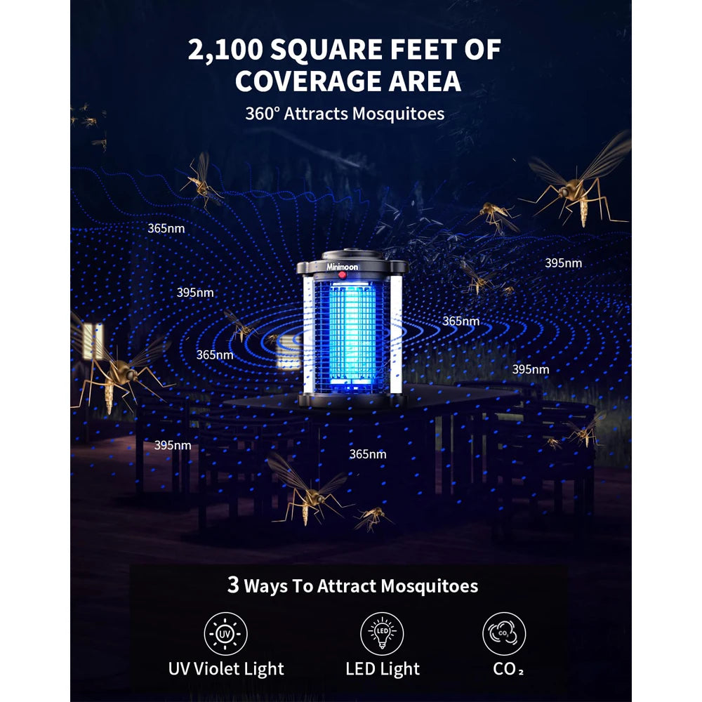 Minimoon Dual LED Bug Zapper 4200V Outdoor Insect Trap