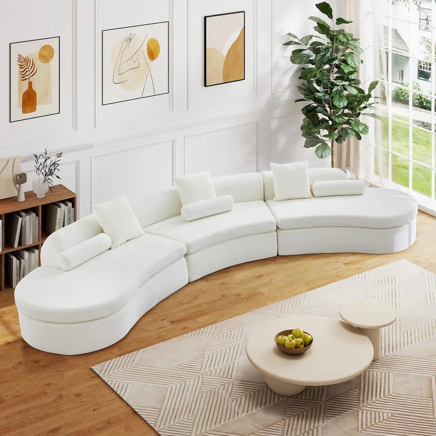 Curved Modular Sectional Sofa Chenille Upholstered Living Room Couch
