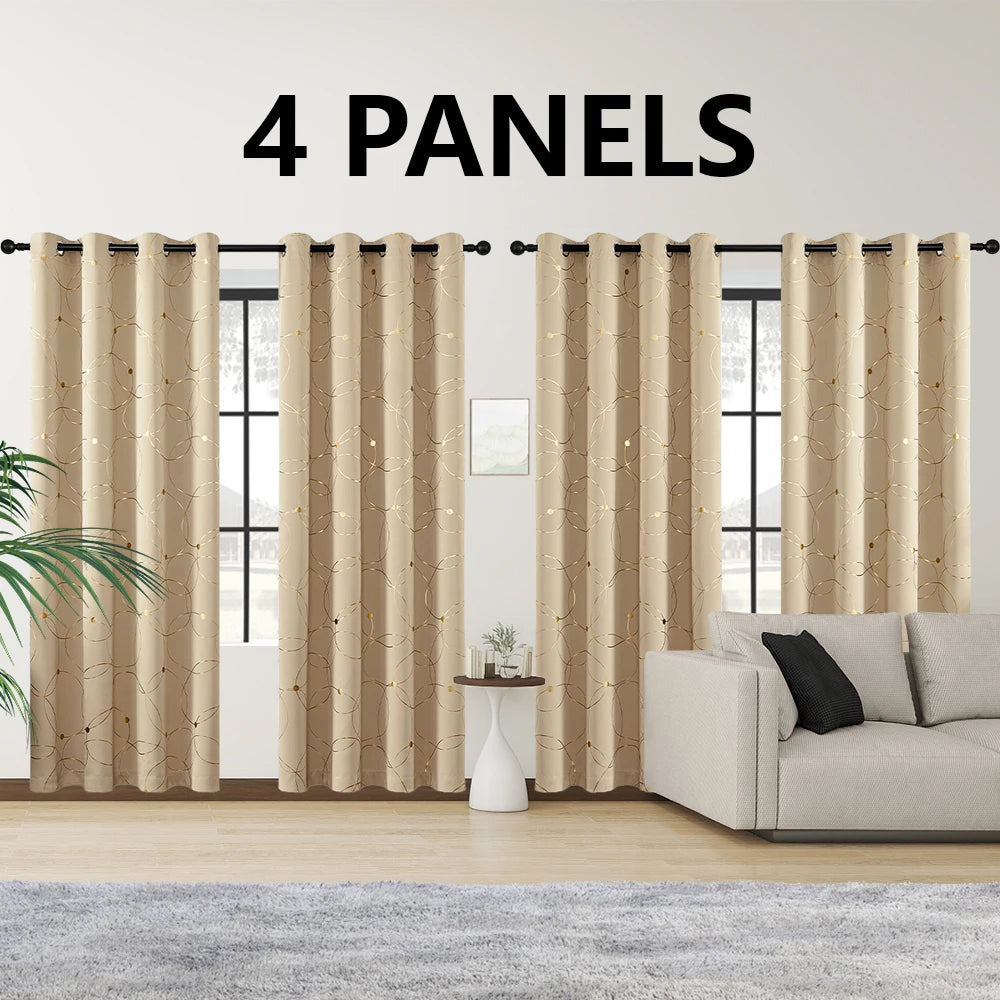 4 Piece Blackout Curtains Grommet Thermal Insulated Room Darkening