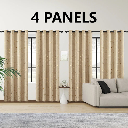 4 Piece Blackout Curtains Grommet Thermal Insulated Room Darkening