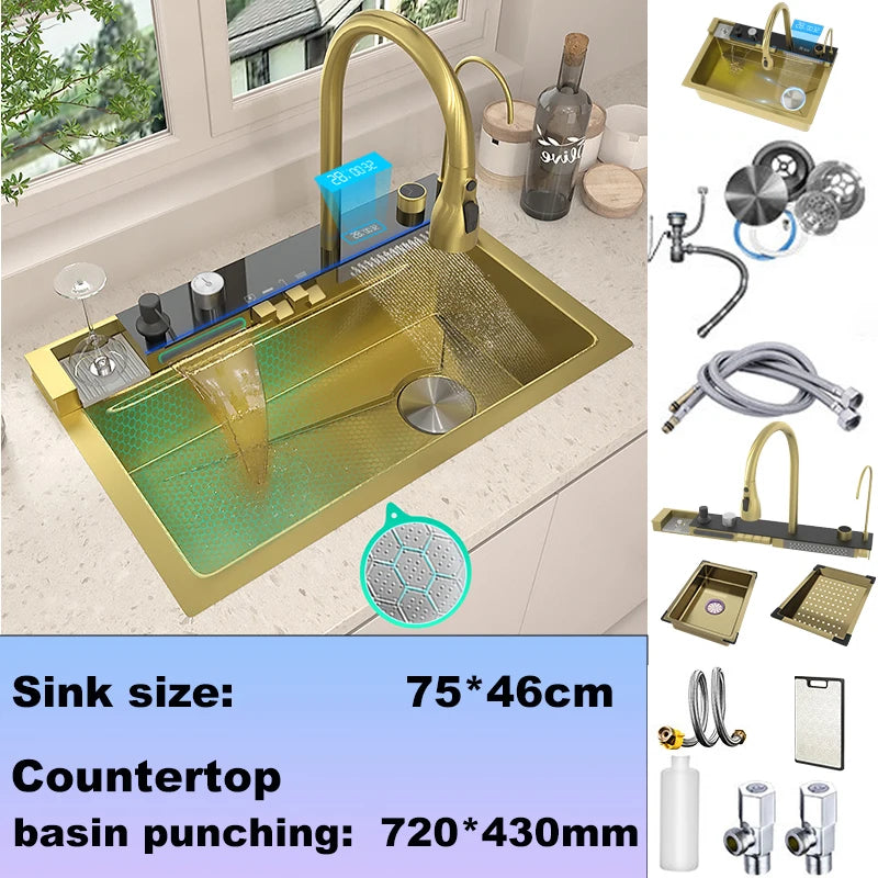 BusySink Stainless Steel Kitchen Sink With Digital Display