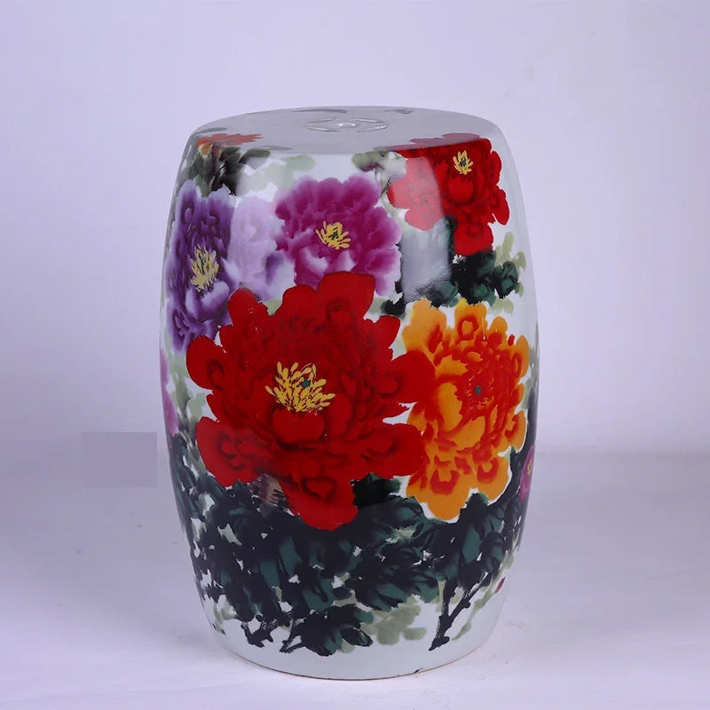 Chinese Style Fish Painting Porcelain Drum Garden Stool Decor Antique