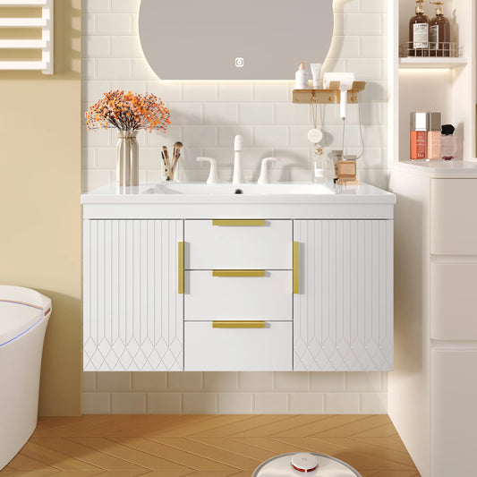 Sh.Kl Wall Mounted Vanity With Sink And Two Drawers