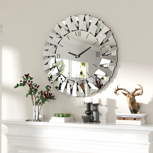 Modern Circular Wall Clock With Beveled Glass And Silent Movement