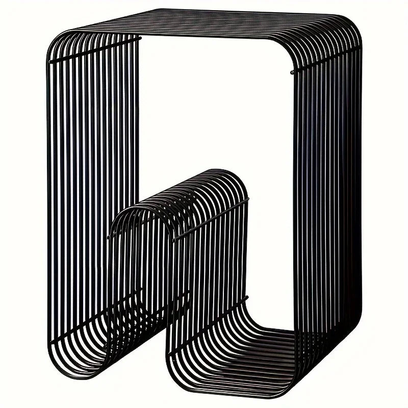 Modern Scandinavian Metal Coffee Table With Storage For Magazines And Books