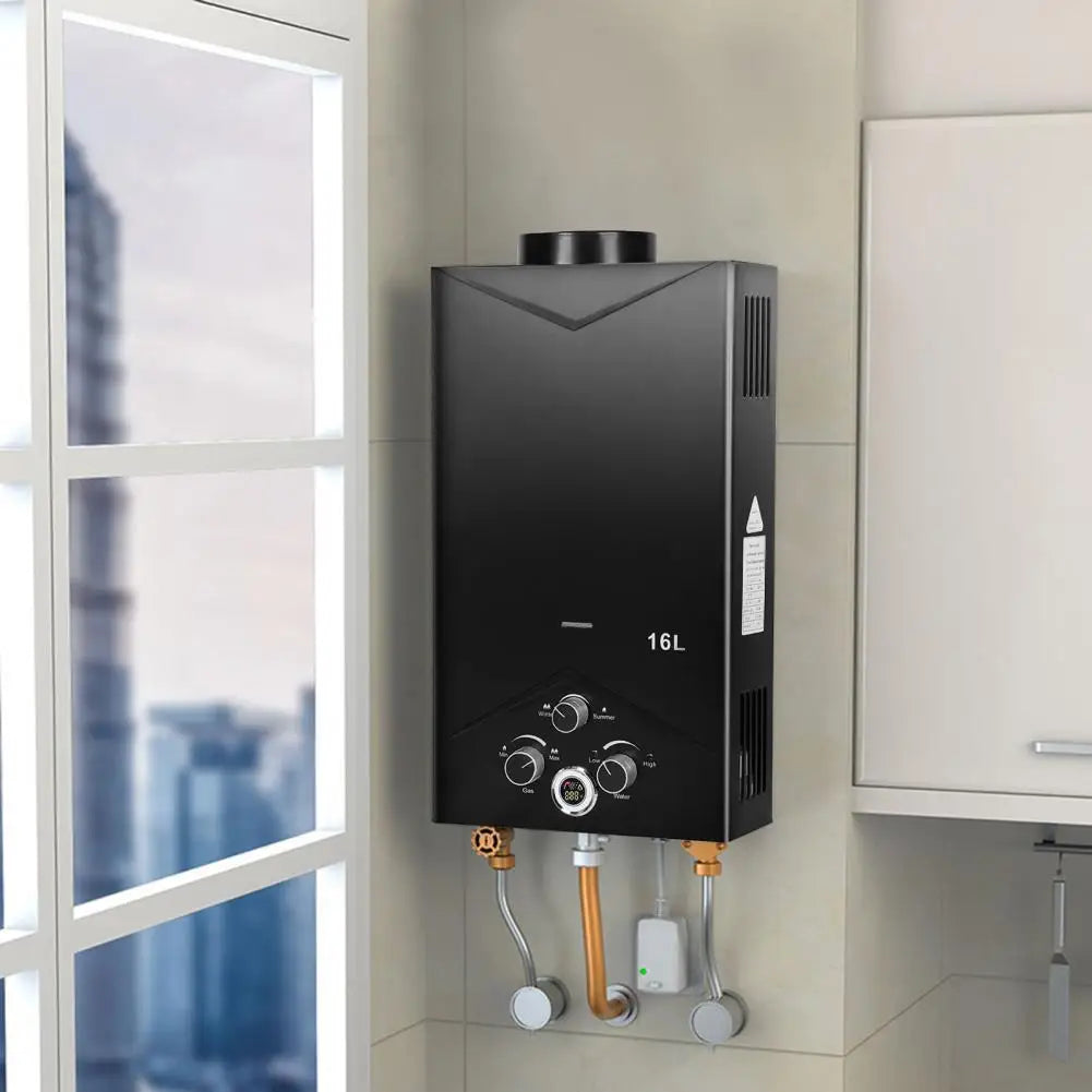 Outdoor Portable Gas Hot Water Heaters Tankless Water Heaters 4.21GPM 16L Fast Constant Temperature Water Heaters with Digital