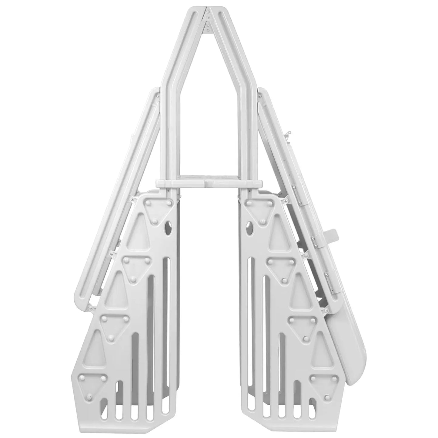 Adjustable Above Ground Pool Ladder With Gate Closure And Deck Mount Flanges