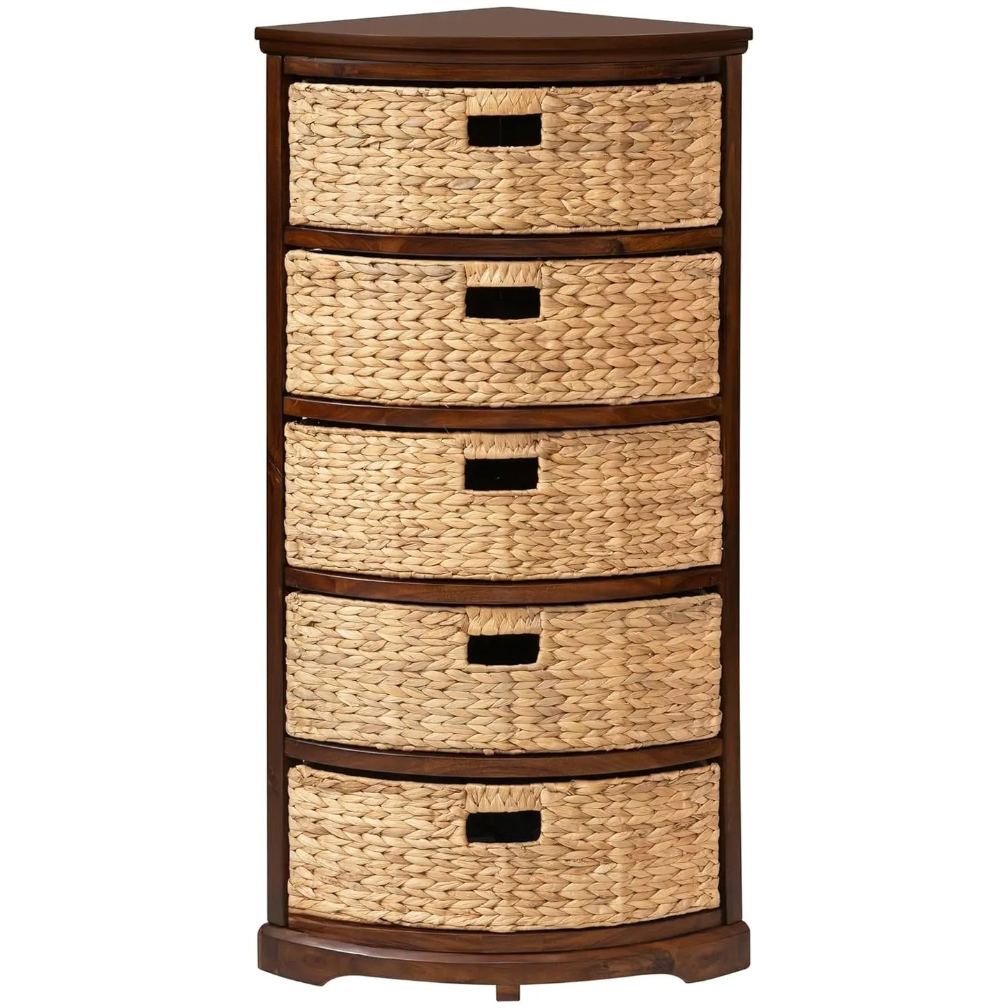 X Side Corner Storage Cabinet With Wicker Baskets For Bathroom