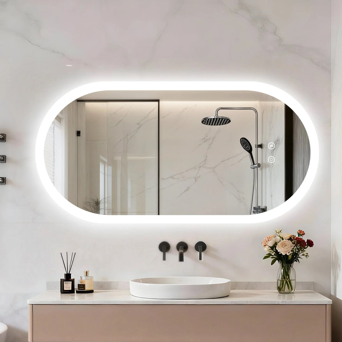 Borwart Smart LED Bathroom Mirror With Anti Fog Tempered Glass