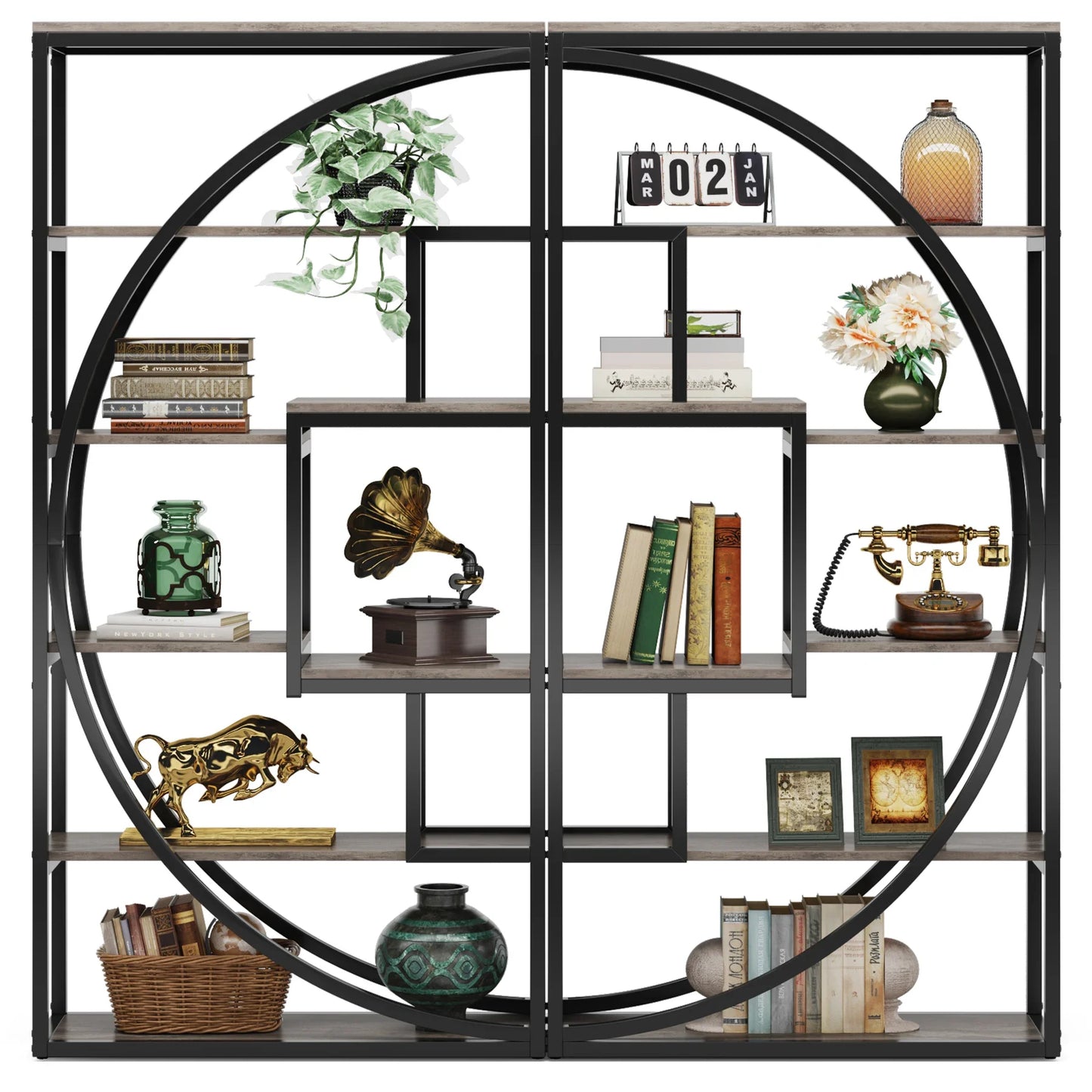 Tribesigns Industrial Five Tier Etagere Bookcase Storage