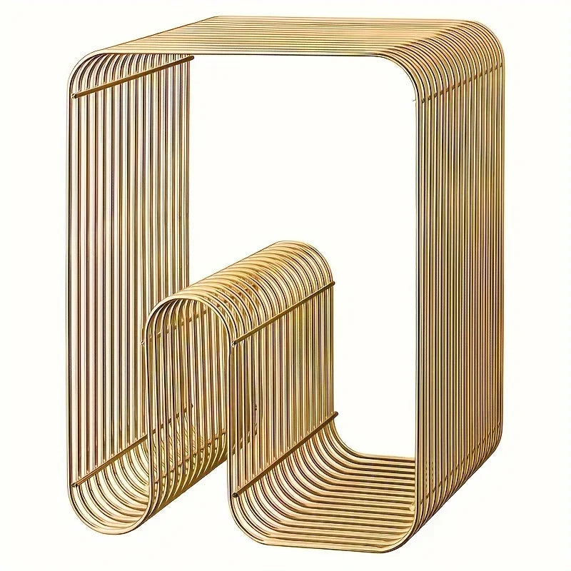 Modern Scandinavian Metal Coffee Table With Storage For Magazines And Books