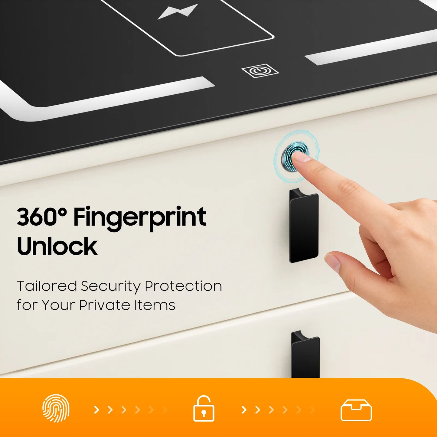 Bymaocar Smart Nightstand With Fingerprint Lock And Wireless Charging