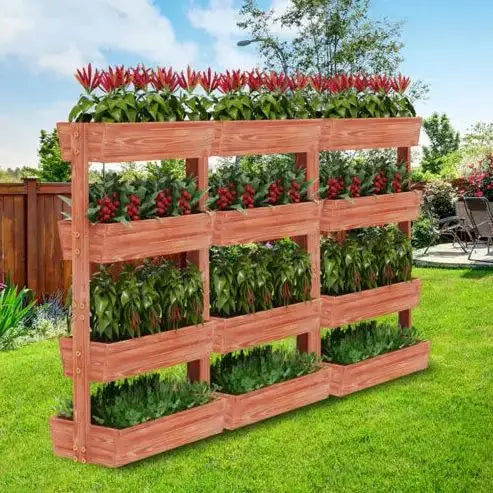 Four Tier Raised Garden Bed With Solid Wood Planter Box