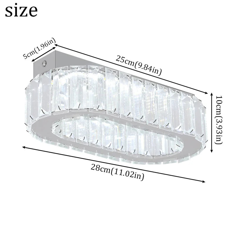 GreeLustr Indoor Crystal Oval Ring Lamp Led Pendant Chandelier