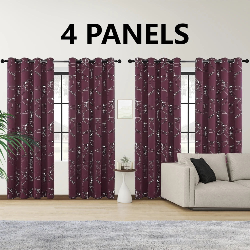 4 Piece Blackout Curtains Grommet Thermal Insulated Room Darkening