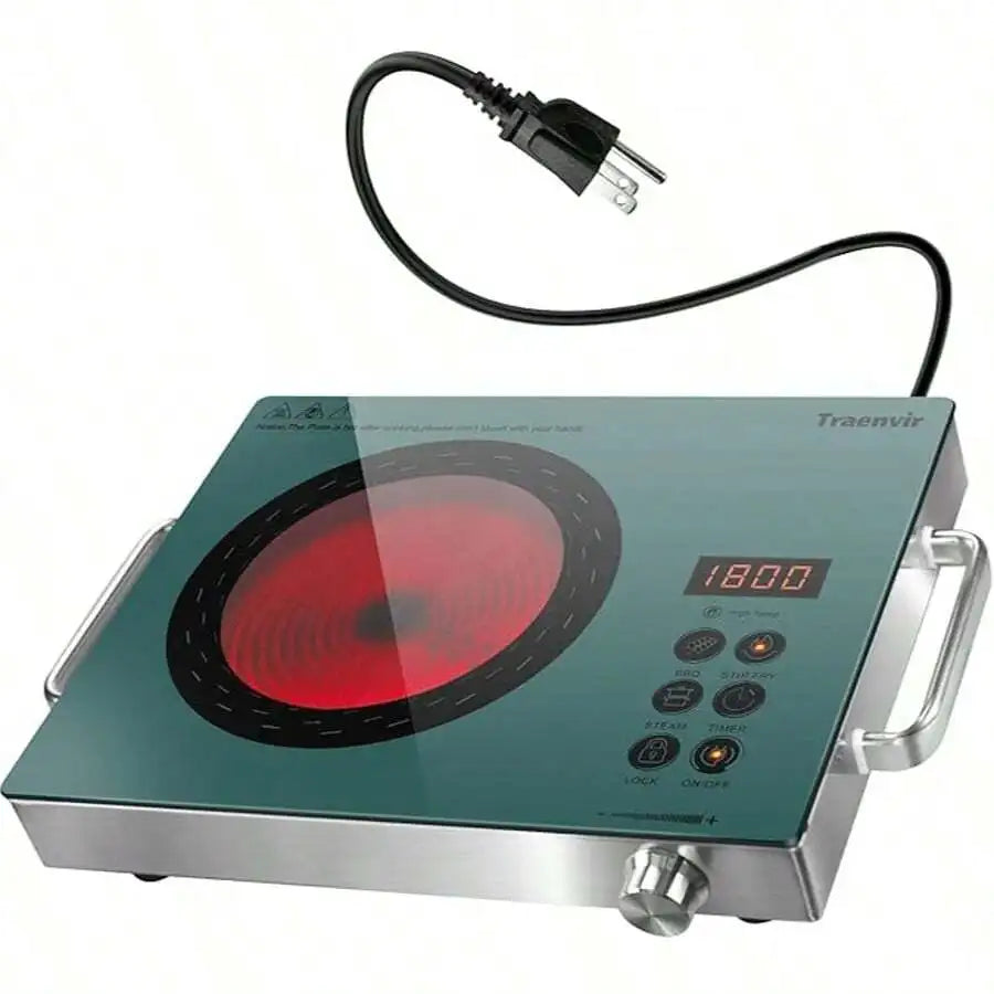 XMSJ Electric Cooktop One Burner Portable Ceramic 1800W