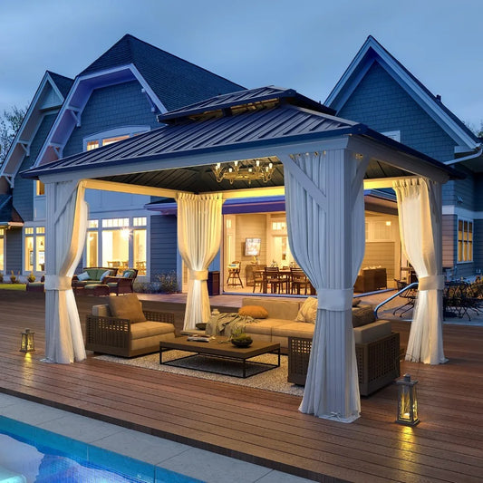 DUOFU Galvanized Steel Gazebo With Aluminum Frame Permanent Outdoor Pavilion