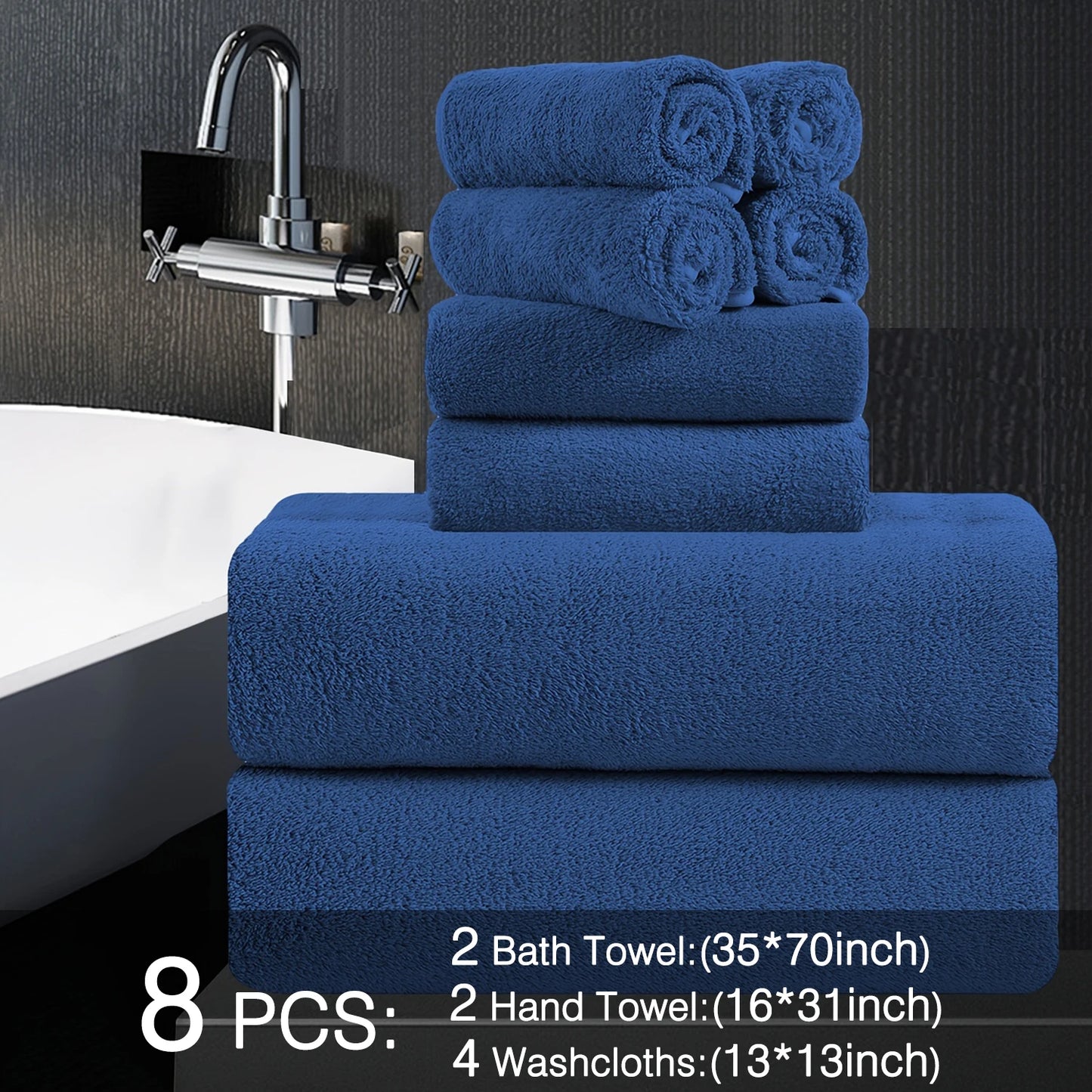 Belista Bath Towels Set 100 Percent Polyester Absorbent Machine Washable
