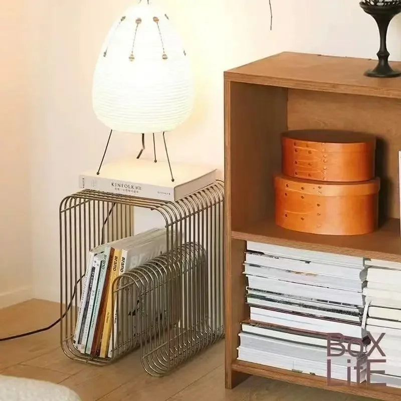 Modern Scandinavian Metal Coffee Table With Storage For Magazines And Books