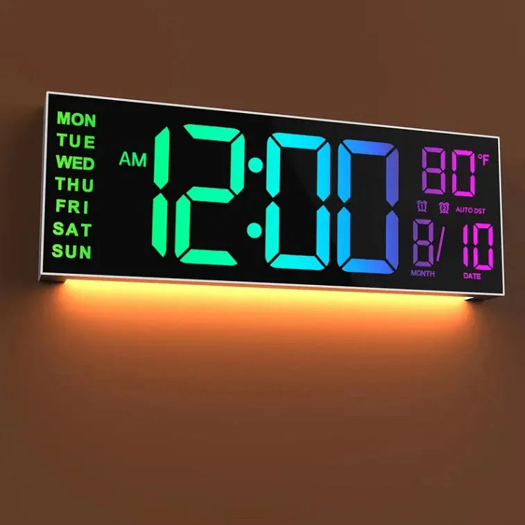 Digital Wall Clock With Remote, Timer, Alarm, LED Display, 8 RGB Colors