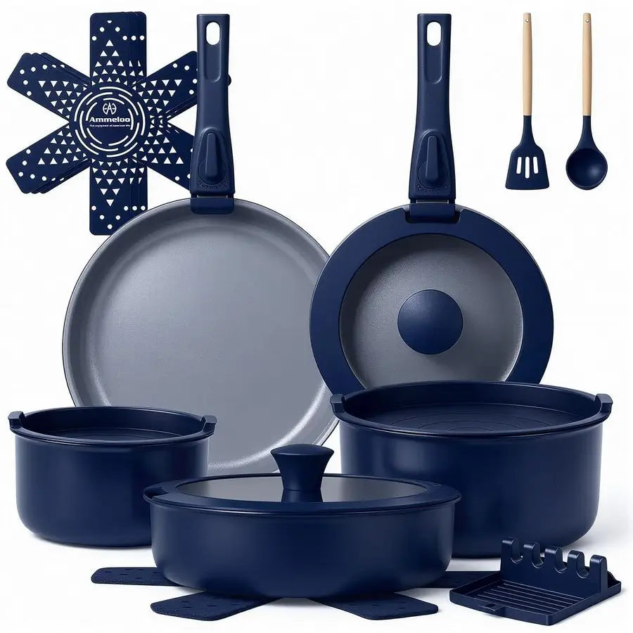 XMSJ 18 Piece Ceramic Cookware Set Nonstick Induction Ready