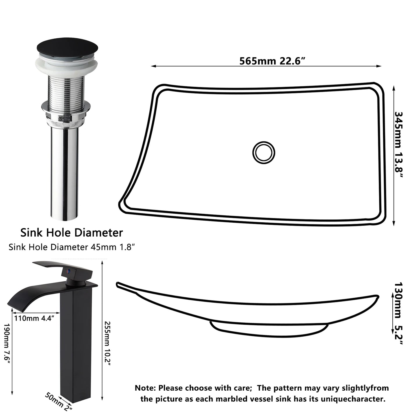 SINLAKU Oval Vessel Sink Basin With Faucet Combo Kit