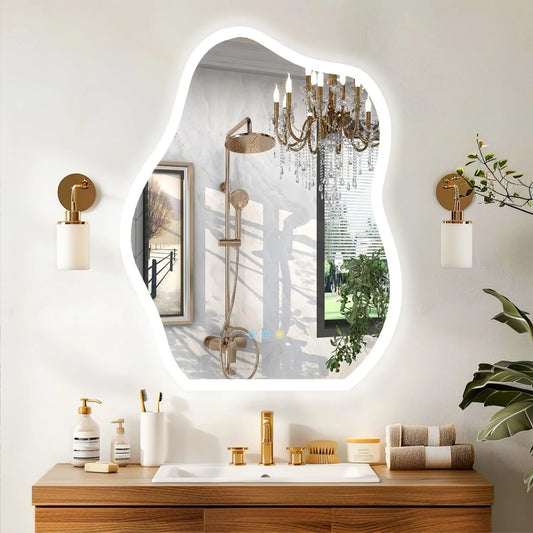 Cloud Shape LED Bathroom Mirror With Backlight Dimmable Touch Anti Fog 3 Colors