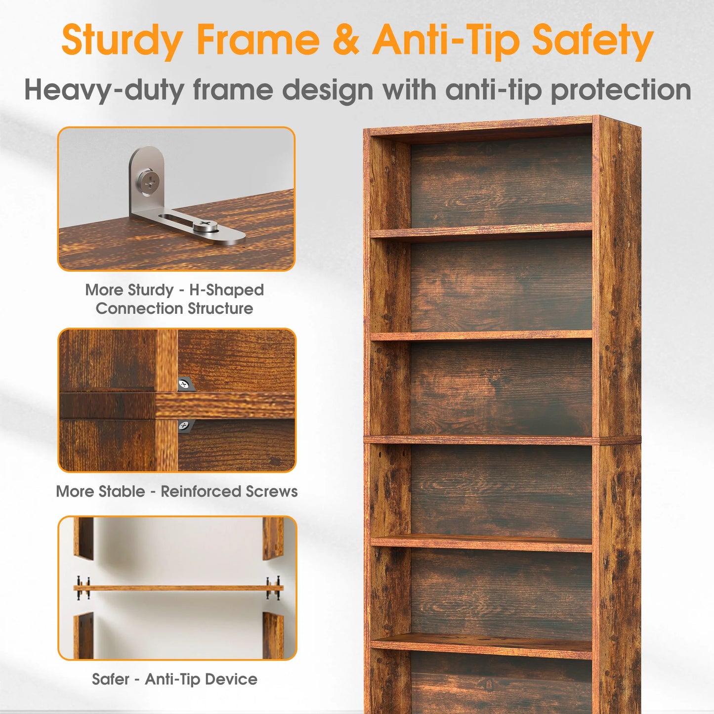 MCQ Wood Shelf Bookcase Open Display Storage For Home