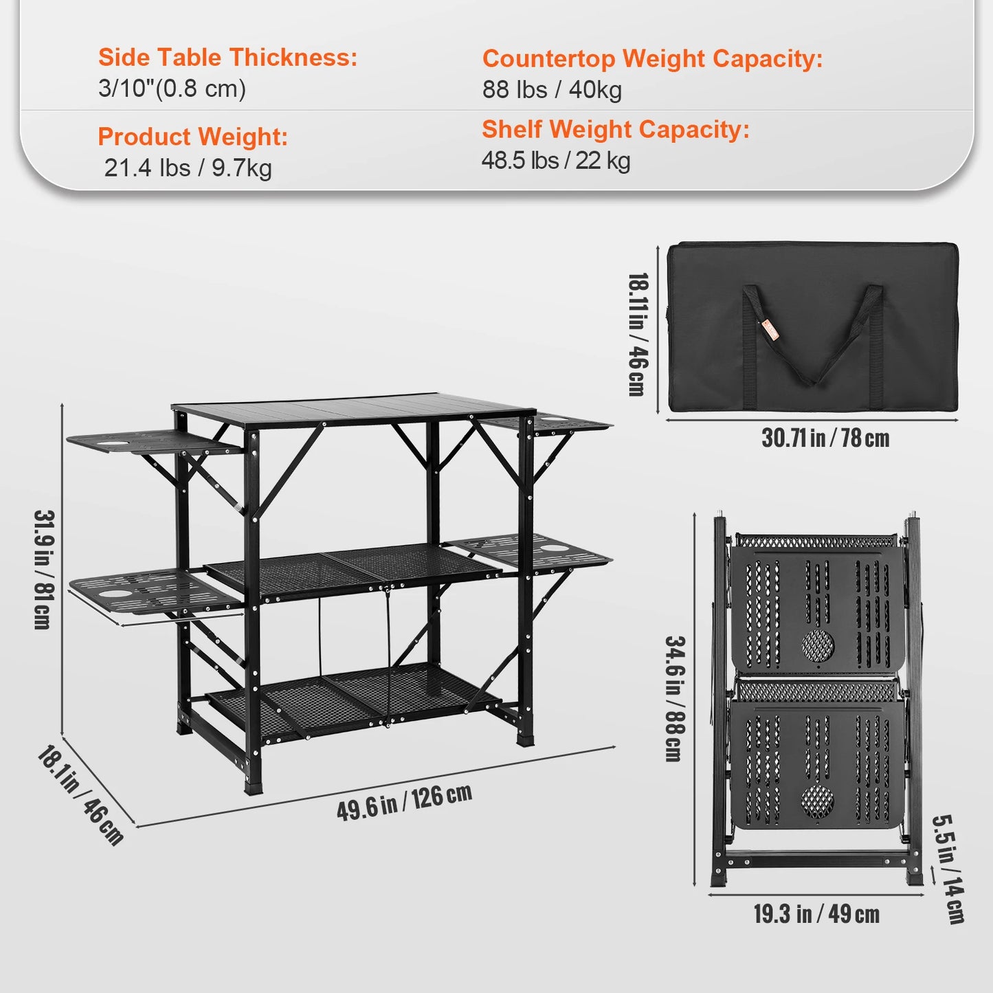 SucceBuy Camping Kitchen Table Folding Portable Outdoor Cooking Station