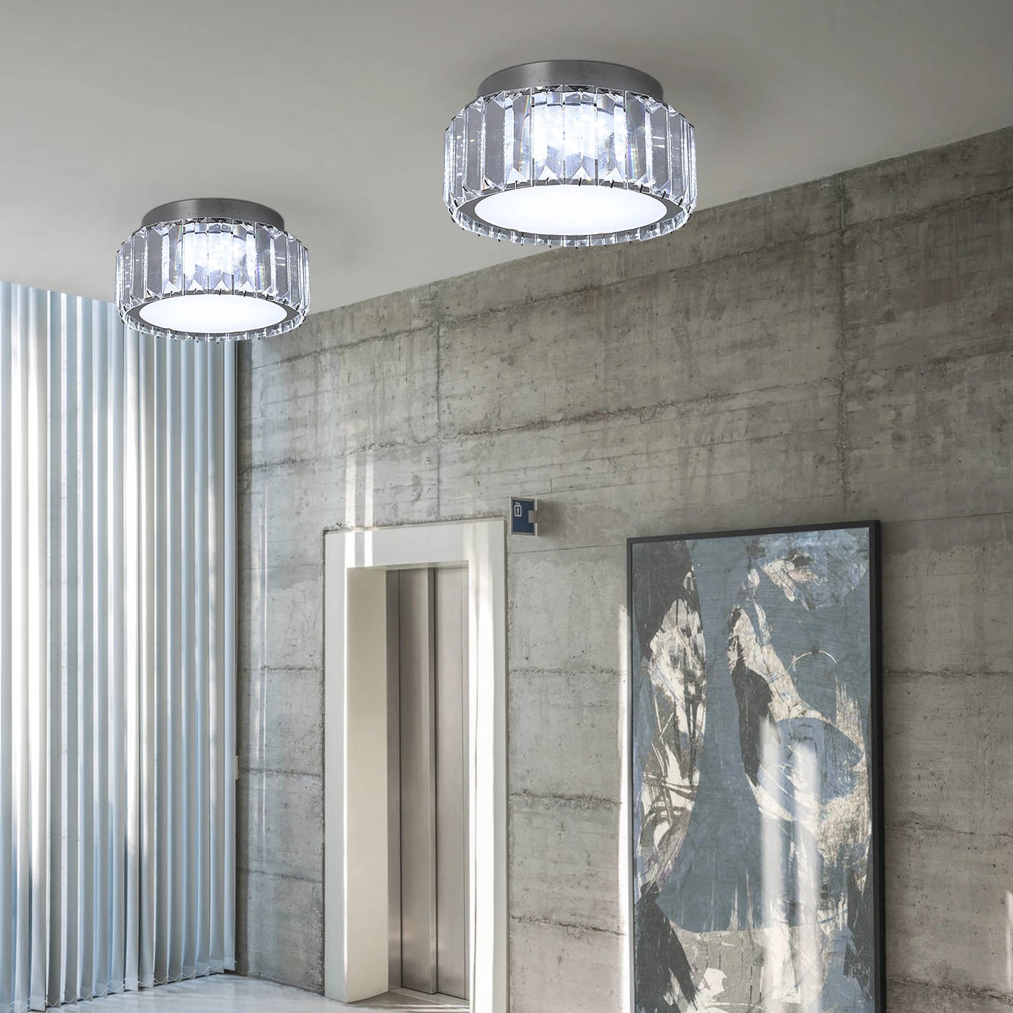 VETRULUS Crystal Ceiling Lamp LED Circle Chandelier for Living Room