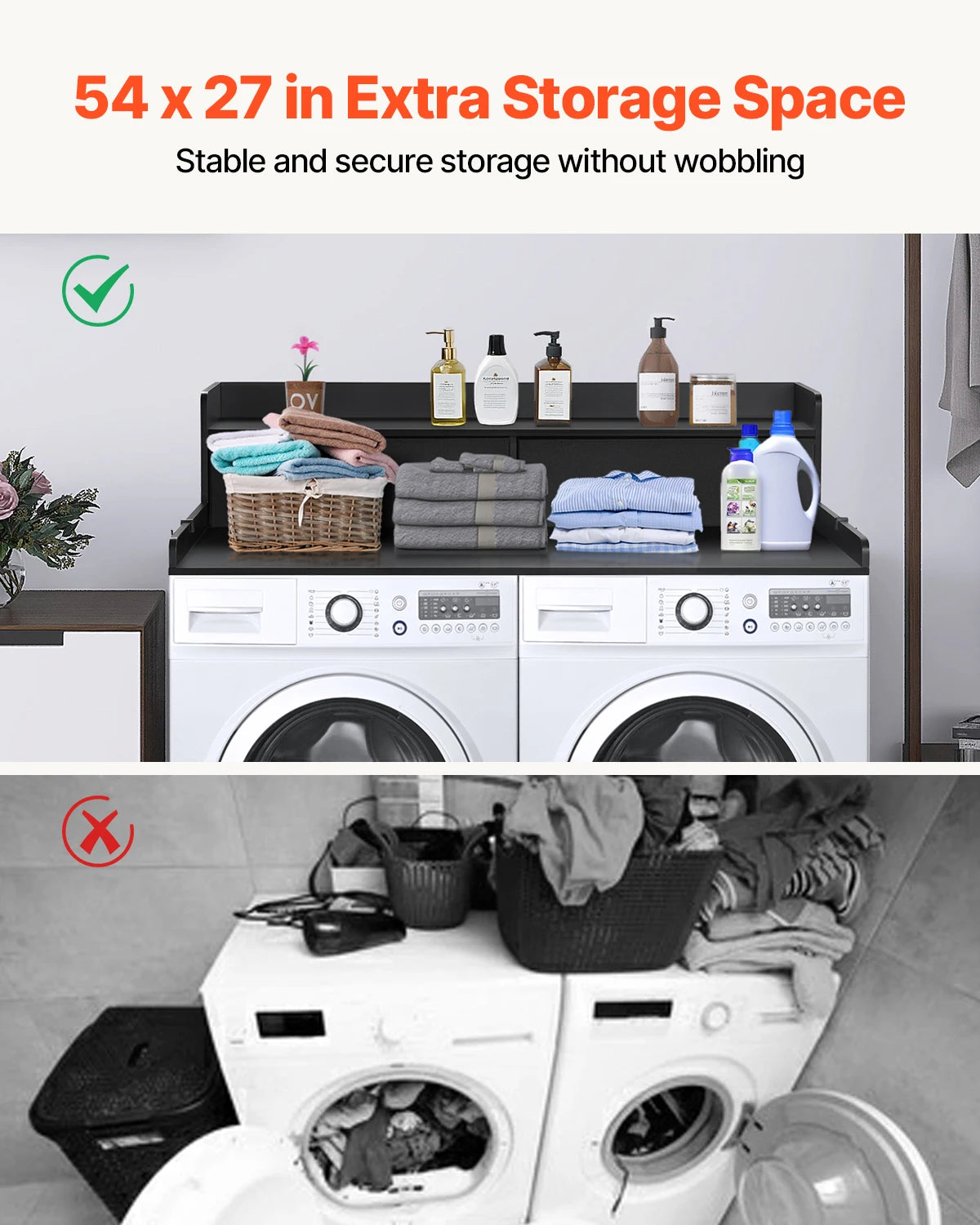 SucceBuy Washer Dryer Countertop Shelf With Drawer For Laundry Room
