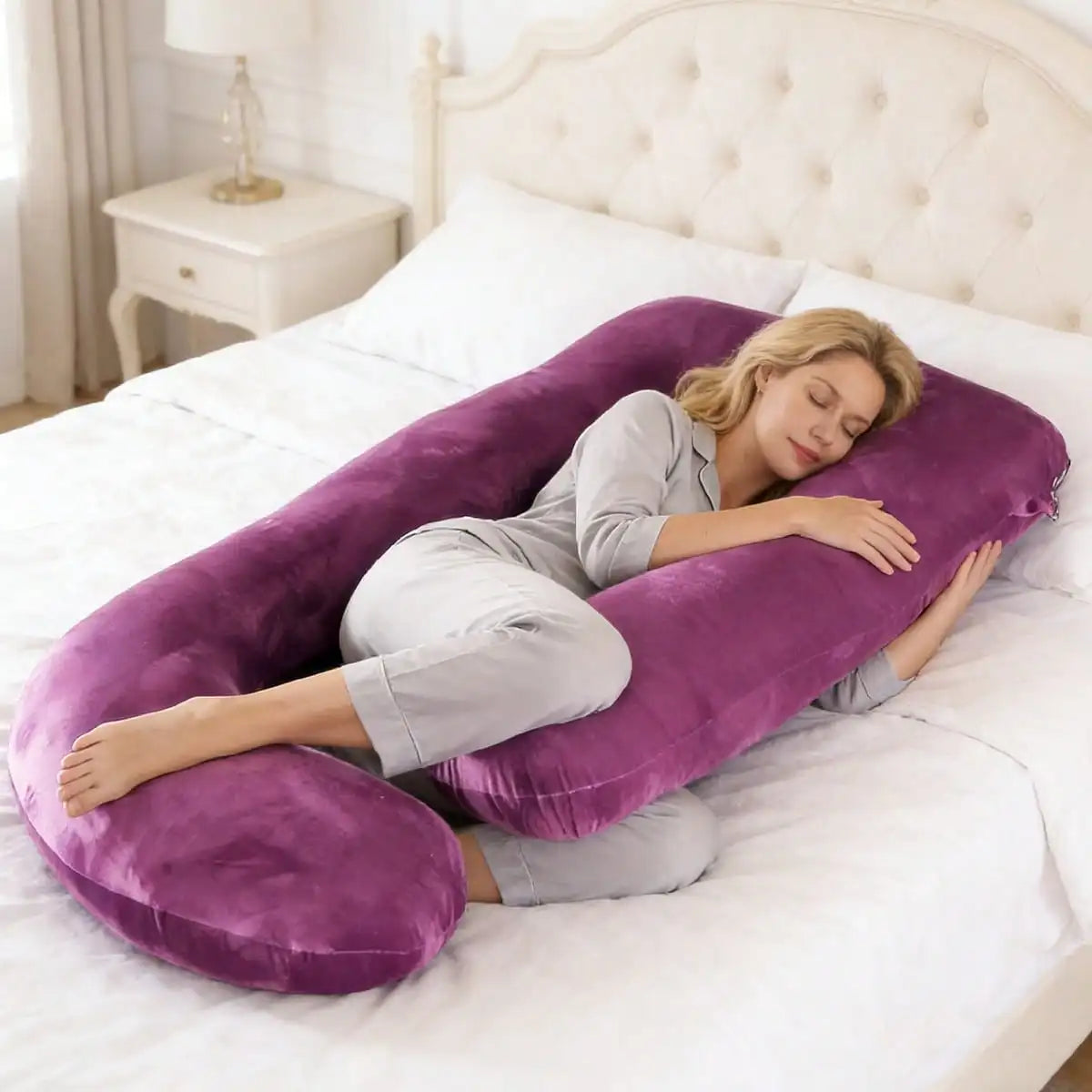 U Shaped Full Body Pillow For Adults With Detachable Pillowcase