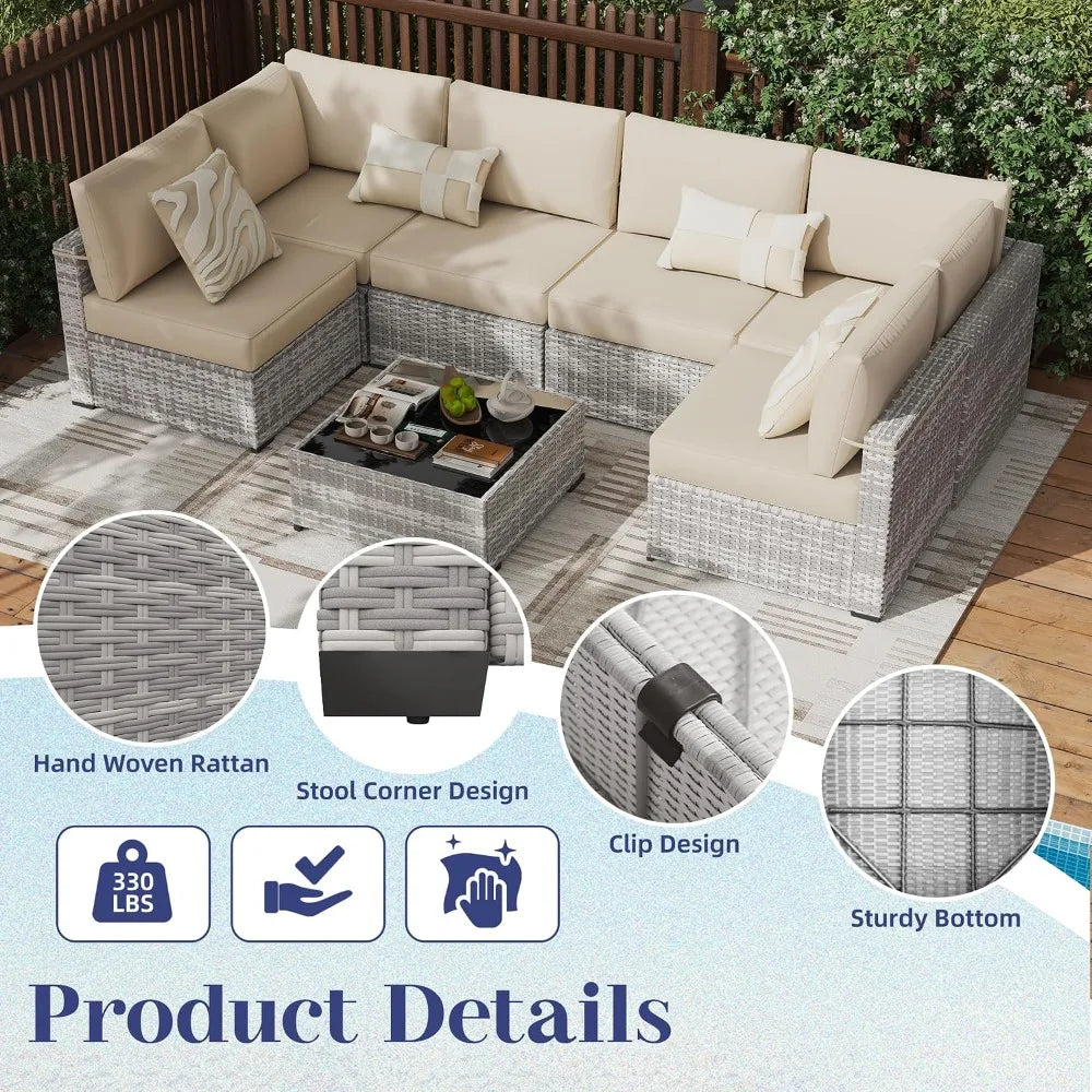 All Weather PE Rattan Modular Outdoor Patio Conversation Set