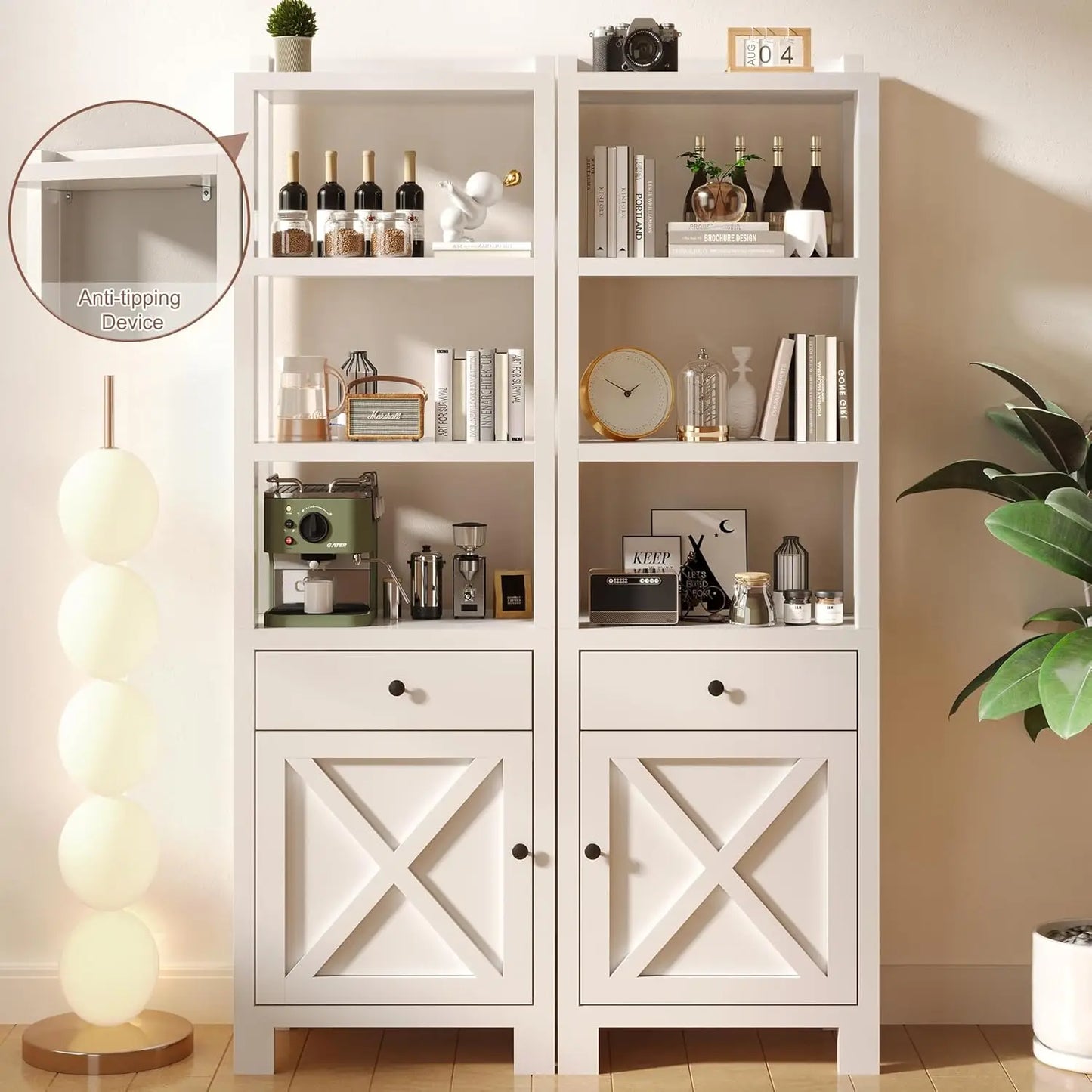 Entertainment Center Wall Unit TV Stand With Bookshelves Power Hub