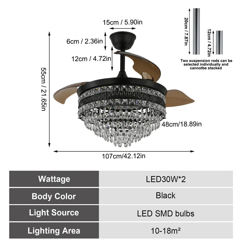 GreeLustr Smart LED Ceiling Fan Light With Remote 6 Speeds