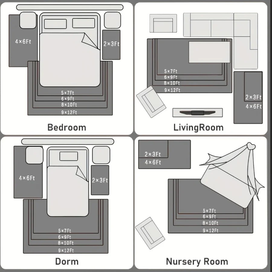 Plush Area Rug Geometric Modern Living Room and Bedroom Decor