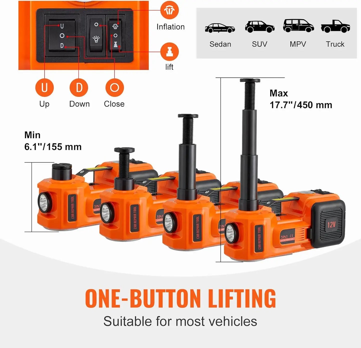 5 Ton Car Jack With LED Light