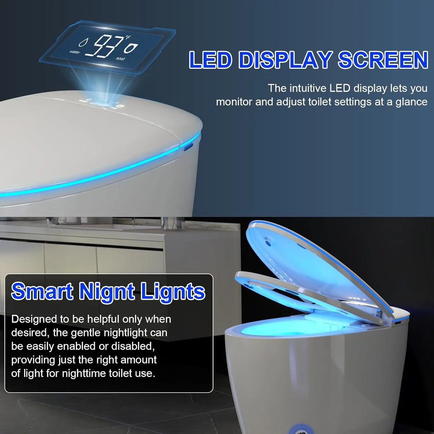 Smart Toilet With Bidet Auto Open Close Lid Dual Flush
