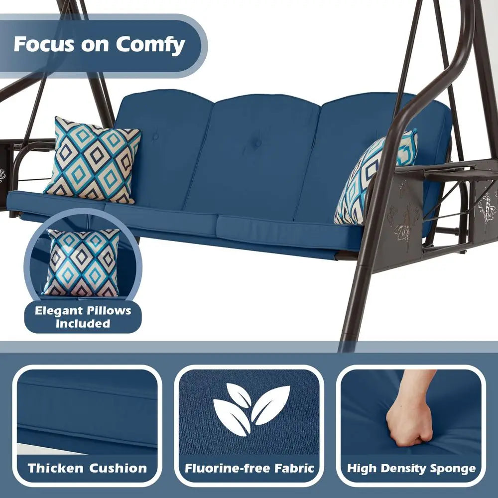 Outdoor Patio Swing With Canopy And Adjustable Backrest 800Lbs Capacity